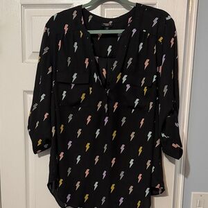torrid Black Lightning Bolt Print Blouse in Pastel Multi